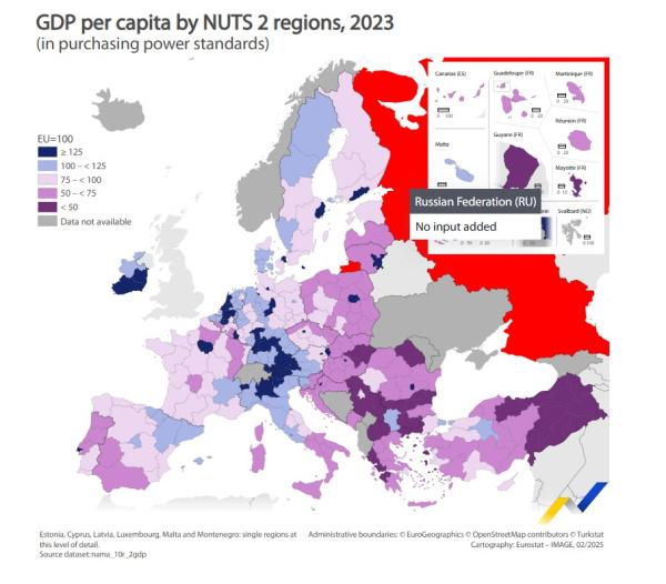 Eurostat, κατά κεφαλήν ΑΕΠ περιφερειών