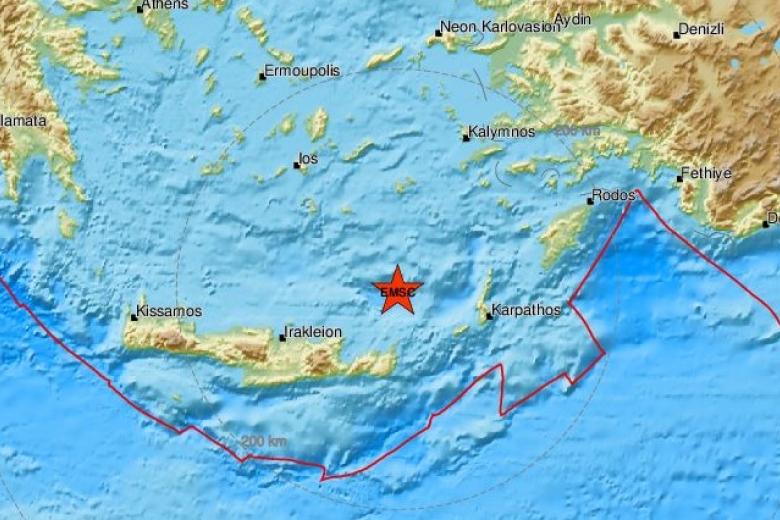 Σεισμός 4,9 Ρίχτερ ανοχτά της Σητείας στην Κρήτη / Πηγή: Ευρωμεσογειακό Σεισμολογικό Ινστιτούτο